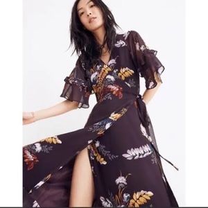 Vervain Ruffle-Sleeve Wrap Dress in Blooming Oasis